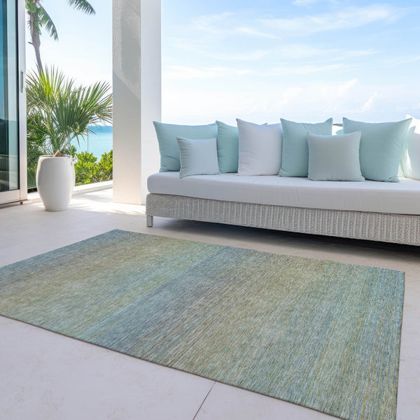 HomeRoots 5' Blue Striped Washable Area Rug – Durable & Stylish Indoor/Outdoor Solution for High-Traffic Spaces 8' X 10' 608798