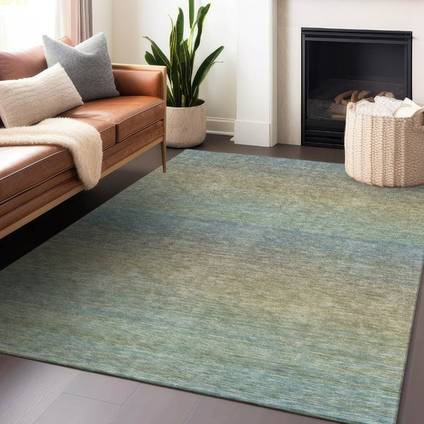 HomeRoots 5' Blue Striped Washable Area Rug – Durable & Stylish Indoor/Outdoor Solution for High-Traffic Spaces 8' X 10' 608798