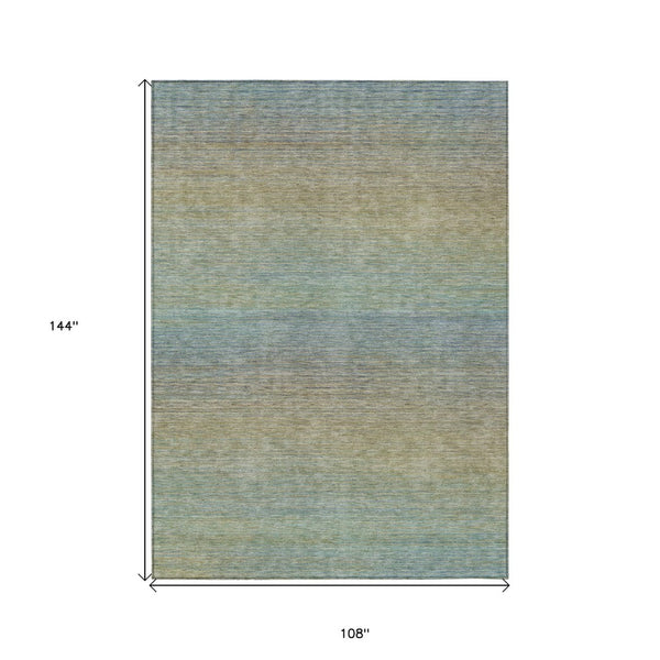 HomeRoots 5' Blue Striped Washable Area Rug – Durable & Stylish Indoor/Outdoor Solution for High-Traffic Spaces 9' X 12' 608799