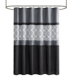 510 Design Donnell Transitional Embroidered and Pieced Shower Curtain 5DS70-0231 Black/Grey