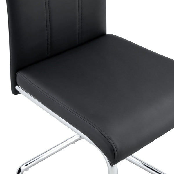English Elm A Set of 2 Glam Faux Alligator Pvc Barstools with Crystal Buckle Detail Black W1512P491854