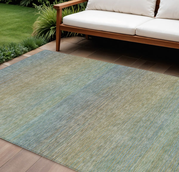 HomeRoots 5' Blue Striped Washable Area Rug – Durable & Stylish Indoor/Outdoor Solution for High-Traffic Spaces 10' X 14' 608800