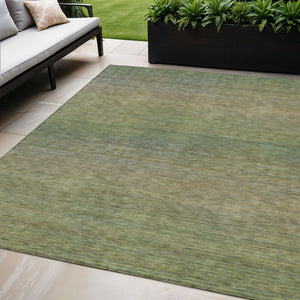 HomeRoots 5' Fern Green Striped Indoor Outdoor Area Rug - Durable, Washable, Perfect for High-Traffic Spaces 5' X 8' 608808
