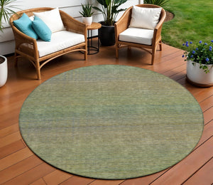 HomeRoots 5' Fern Green Striped Indoor Outdoor Area Rug - Durable, Washable, Perfect for High-Traffic Spaces 8' Round 608809
