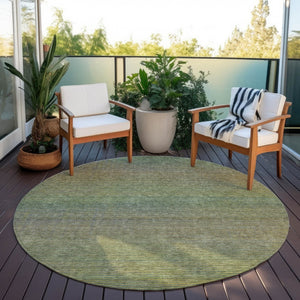 HomeRoots 5' Fern Green Striped Indoor Outdoor Area Rug - Durable, Washable, Perfect for High-Traffic Spaces 8' Round 608809
