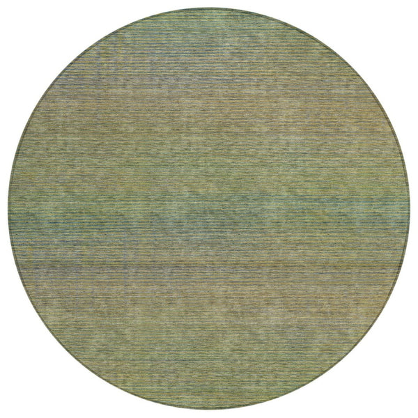 HomeRoots 5' Fern Green Striped Indoor Outdoor Area Rug - Durable, Washable, Perfect for High-Traffic Spaces 8' Round 608809