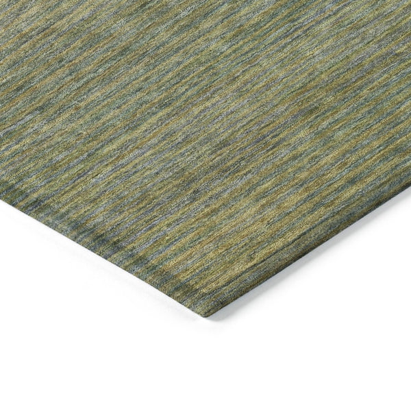 HomeRoots 5' Fern Green Striped Indoor Outdoor Area Rug - Durable, Washable, Perfect for High-Traffic Spaces 8' Round 608809
