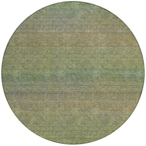 HomeRoots 5' Fern Green Striped Indoor Outdoor Area Rug - Durable, Washable, Perfect for High-Traffic Spaces 8' Round 608809