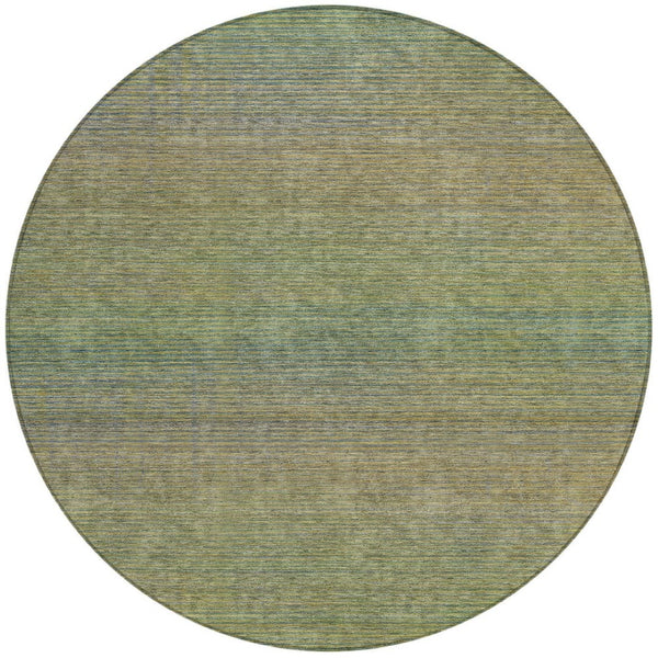 HomeRoots 5' Fern Green Striped Indoor Outdoor Area Rug - Durable, Washable, Perfect for High-Traffic Spaces 8' Round 608809