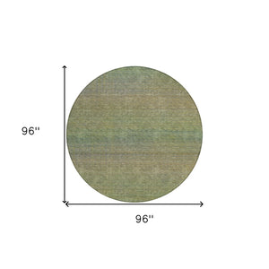 HomeRoots 5' Fern Green Striped Indoor Outdoor Area Rug - Durable, Washable, Perfect for High-Traffic Spaces 8' Round 608809