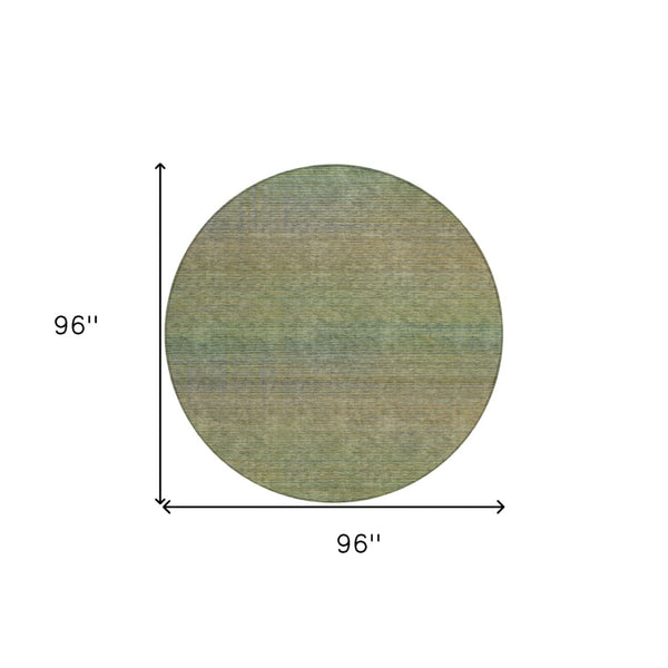 HomeRoots 5' Fern Green Striped Indoor Outdoor Area Rug - Durable, Washable, Perfect for High-Traffic Spaces 8' Round 608809
