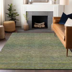 HomeRoots 5' Fern Green Striped Indoor Outdoor Area Rug - Durable, Washable, Perfect for High-Traffic Spaces 8' X 10' 608810