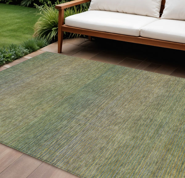 HomeRoots 5' Fern Green Striped Indoor Outdoor Area Rug - Durable, Washable, Perfect for High-Traffic Spaces 9' X 12' 608811