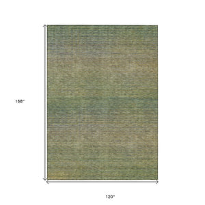 HomeRoots 5' Fern Green Striped Indoor Outdoor Area Rug - Durable, Washable, Perfect for High-Traffic Spaces 10' X 14' 608812