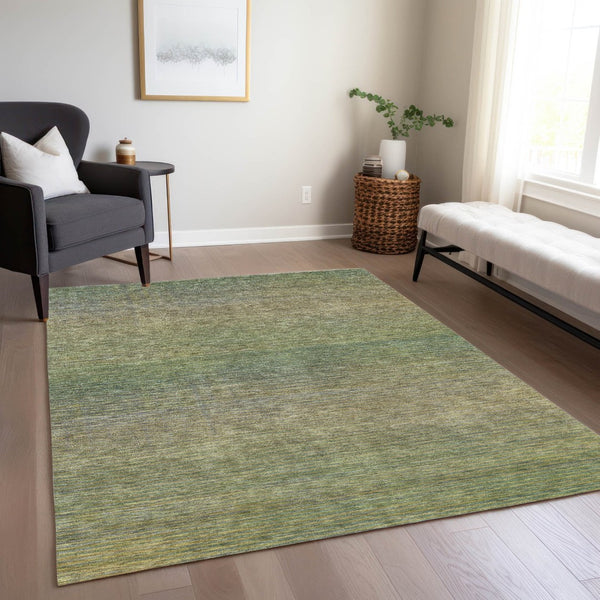 HomeRoots 5' Fern Green Striped Indoor Outdoor Area Rug - Durable, Washable, Perfect for High-Traffic Spaces 10' X 14' 608812