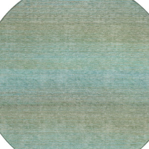 HomeRoots 5' Teal Blue Striped Area Rug - Durable, Washable, Indoor/Outdoor Versatility for Coastal Charm 8' Round 608815