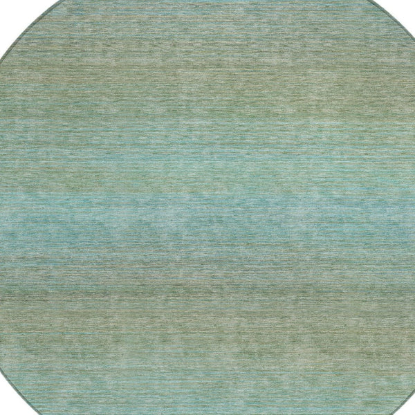 HomeRoots 5' Teal Blue Striped Area Rug - Durable, Washable, Indoor/Outdoor Versatility for Coastal Charm 8' Round 608815