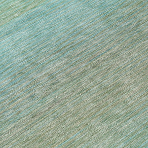 HomeRoots 5' Teal Blue Striped Area Rug - Durable, Washable, Indoor/Outdoor Versatility for Coastal Charm 8' Round 608815