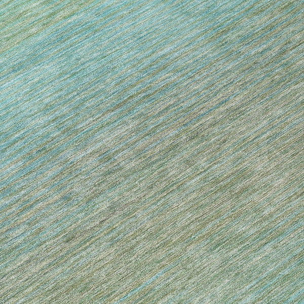 HomeRoots 5' Teal Blue Striped Area Rug - Durable, Washable, Indoor/Outdoor Versatility for Coastal Charm 8' Round 608815