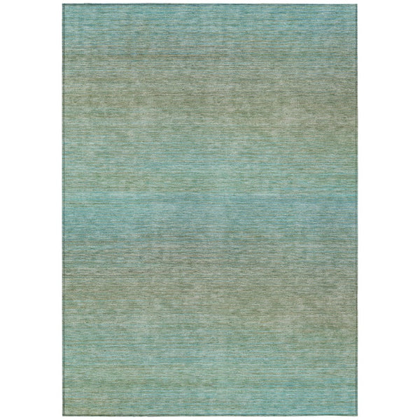 HomeRoots 5' Teal Blue Striped Area Rug - Durable, Washable, Indoor/Outdoor Versatility for Coastal Charm 8' X 10' 608816