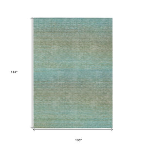 HomeRoots 9' Teal Blue Striped Indoor Outdoor Rug – Durable, Stain-Resistant, Machine Washable for Easy Care 608817