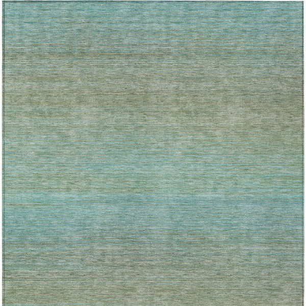 HomeRoots 9' Teal Blue Striped Indoor Outdoor Rug – Durable, Stain-Resistant, Machine Washable for Easy Care 608817