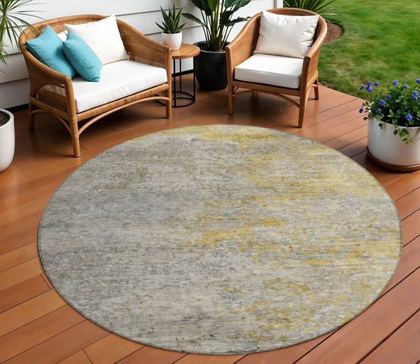 HomeRoots 5' Gray Abstract Area Rug - Washable, Durable Design for Indoor & Outdoor Spaces, Stylish & Easy-Care 8' Round 608827