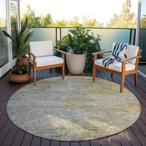 HomeRoots 5' Gray Abstract Area Rug - Washable, Durable Design for Indoor & Outdoor Spaces, Stylish & Easy-Care 8' Round 608827