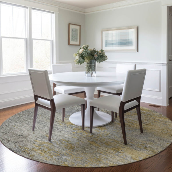 HomeRoots 5' Gray Abstract Area Rug - Washable, Durable Design for Indoor & Outdoor Spaces, Stylish & Easy-Care 8' Round 608827