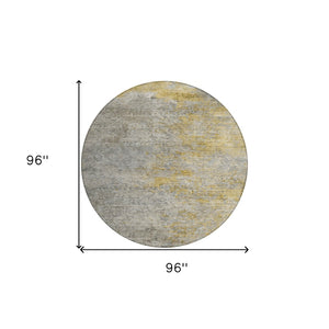 HomeRoots 5' Gray Abstract Area Rug - Washable, Durable Design for Indoor & Outdoor Spaces, Stylish & Easy-Care 8' Round 608827