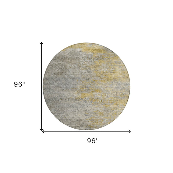 HomeRoots 5' Gray Abstract Area Rug - Washable, Durable Design for Indoor & Outdoor Spaces, Stylish & Easy-Care 8' Round 608827