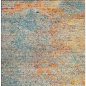 HomeRoots 5' Teal Blue Abstract Area Rug - Modern, Washable, Heavy-Duty Design for Indoor & Outdoor Spaces 5' X 8' 608832