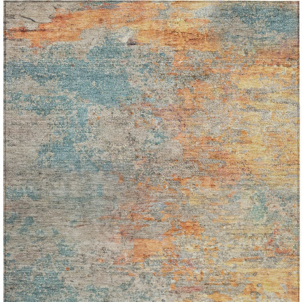 HomeRoots 5' Teal Blue Abstract Area Rug - Modern, Washable, Heavy-Duty Design for Indoor & Outdoor Spaces 5' X 8' 608832