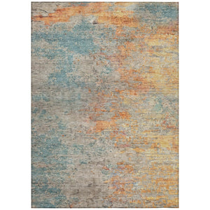 HomeRoots 5' Teal Blue Abstract Area Rug - Modern, Washable, Heavy-Duty Design for Indoor & Outdoor Spaces 5' X 8' 608832