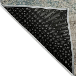HomeRoots 5' Teal Blue Abstract Area Rug - Modern, Washable, Heavy-Duty Design for Indoor & Outdoor Spaces 5' X 8' 608832
