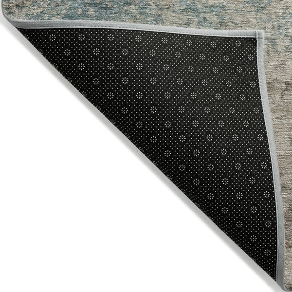 HomeRoots 5' Teal Blue Abstract Area Rug - Modern, Washable, Heavy-Duty Design for Indoor & Outdoor Spaces 5' X 8' 608832