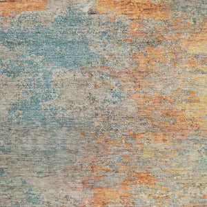 HomeRoots 5' Teal Blue Abstract Area Rug - Modern, Washable, Heavy-Duty Design for Indoor & Outdoor Spaces 5' X 8' 608832