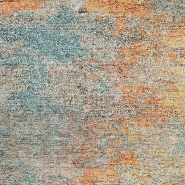 HomeRoots 5' Teal Blue Abstract Area Rug - Modern, Washable, Heavy-Duty Design for Indoor & Outdoor Spaces 5' X 8' 608832