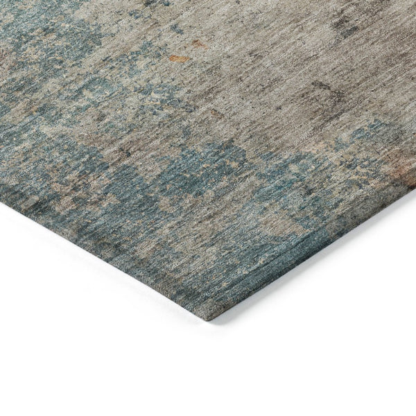 HomeRoots 5' Teal Blue Abstract Area Rug - Modern, Washable, Heavy-Duty Design for Indoor & Outdoor Spaces 8' Round 608833