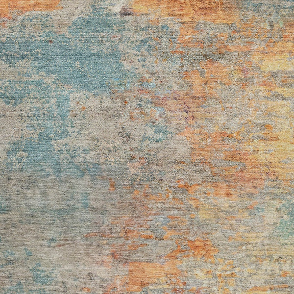 HomeRoots 5' Teal Blue Abstract Area Rug - Modern, Washable, Heavy-Duty Design for Indoor & Outdoor Spaces 8' X 10' 608834