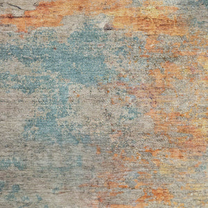 HomeRoots 9' X 12' Teal Blue Abstract Indoor Outdoor Area Rug - Stylish, Washable, Durable for High-Traffic Spaces 608835