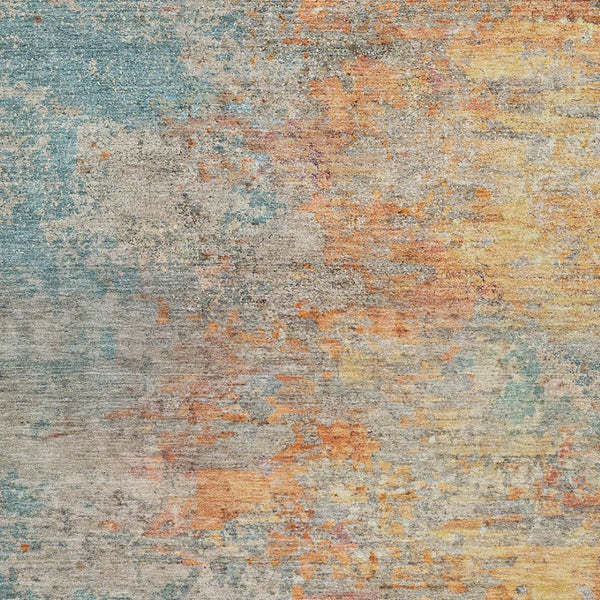 HomeRoots 5' Teal Blue Abstract Area Rug - Modern, Washable, Heavy-Duty Design for Indoor & Outdoor Spaces 10' X 14' 608836