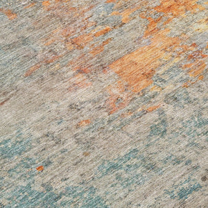 HomeRoots 5' Teal Blue Abstract Area Rug - Modern, Washable, Heavy-Duty Design for Indoor & Outdoor Spaces 10' X 14' 608836