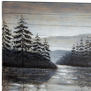 HomeRoots Sunset Hand-Painted Distressed Wood Wall Art - Rustic Charm for Modern Farmhouse Decor 608844