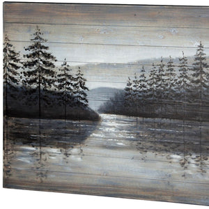 HomeRoots Sunset Hand-Painted Distressed Wood Wall Art - Rustic Charm for Modern Farmhouse Decor 608844