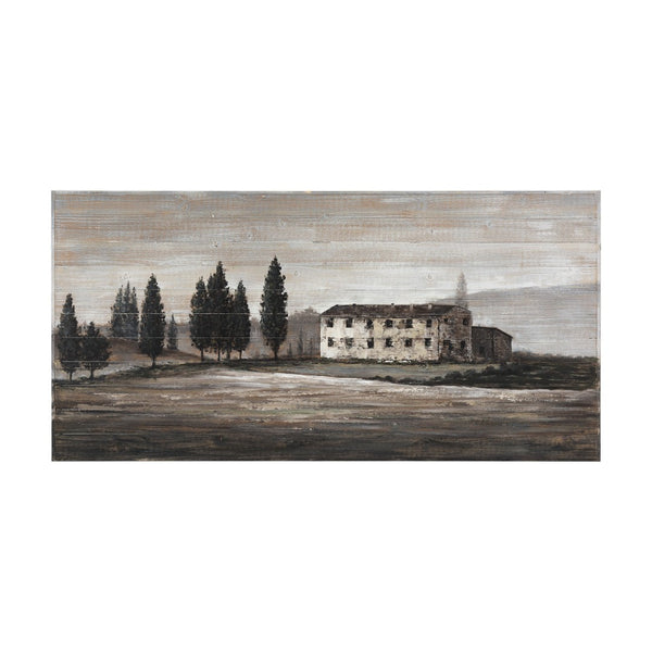 HomeRoots Tuscan Cypress Distressed Hand-Painted Wall Art - Rustic Charm for Farmhouse and Contemporary Spaces 608848