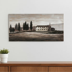 HomeRoots Tuscan Cypress Distressed Hand-Painted Wall Art - Rustic Charm for Farmhouse and Contemporary Spaces 608848