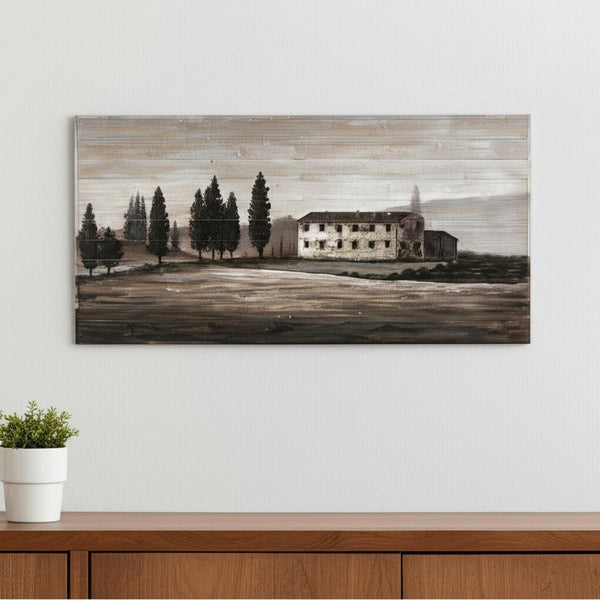 HomeRoots Tuscan Cypress Distressed Hand-Painted Wall Art - Rustic Charm for Farmhouse and Contemporary Spaces 608848