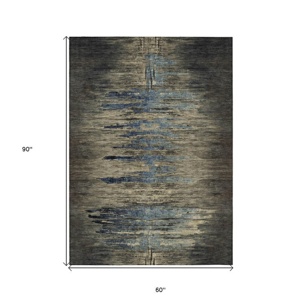 HomeRoots 5' Abstract Washable Area Rug for Indoor & Outdoor Use - Modern Design, Durable & Easy Care 5' X 8' 608851