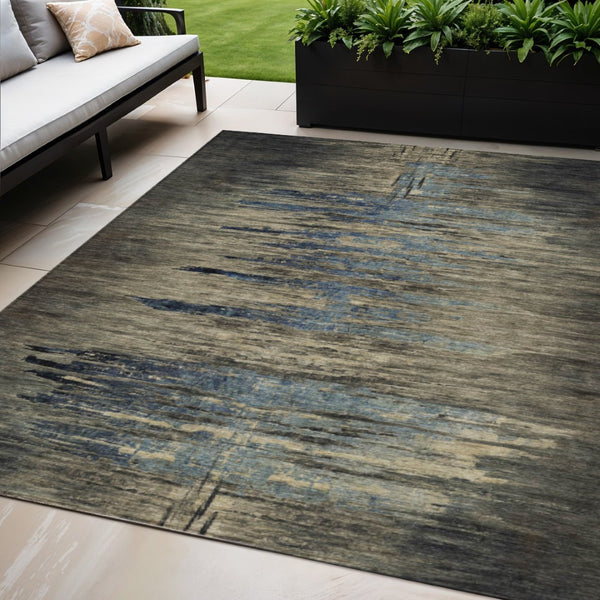 HomeRoots 5' Abstract Washable Area Rug for Indoor & Outdoor Use - Modern Design, Durable & Easy Care 5' X 8' 608851